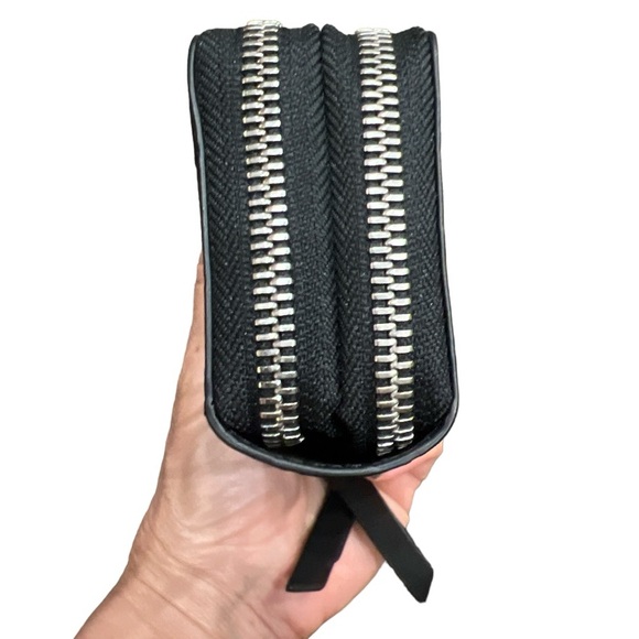 All Saints Fetch zip around accordion card case holder organizer black croc NEW - Picture 4 of 7